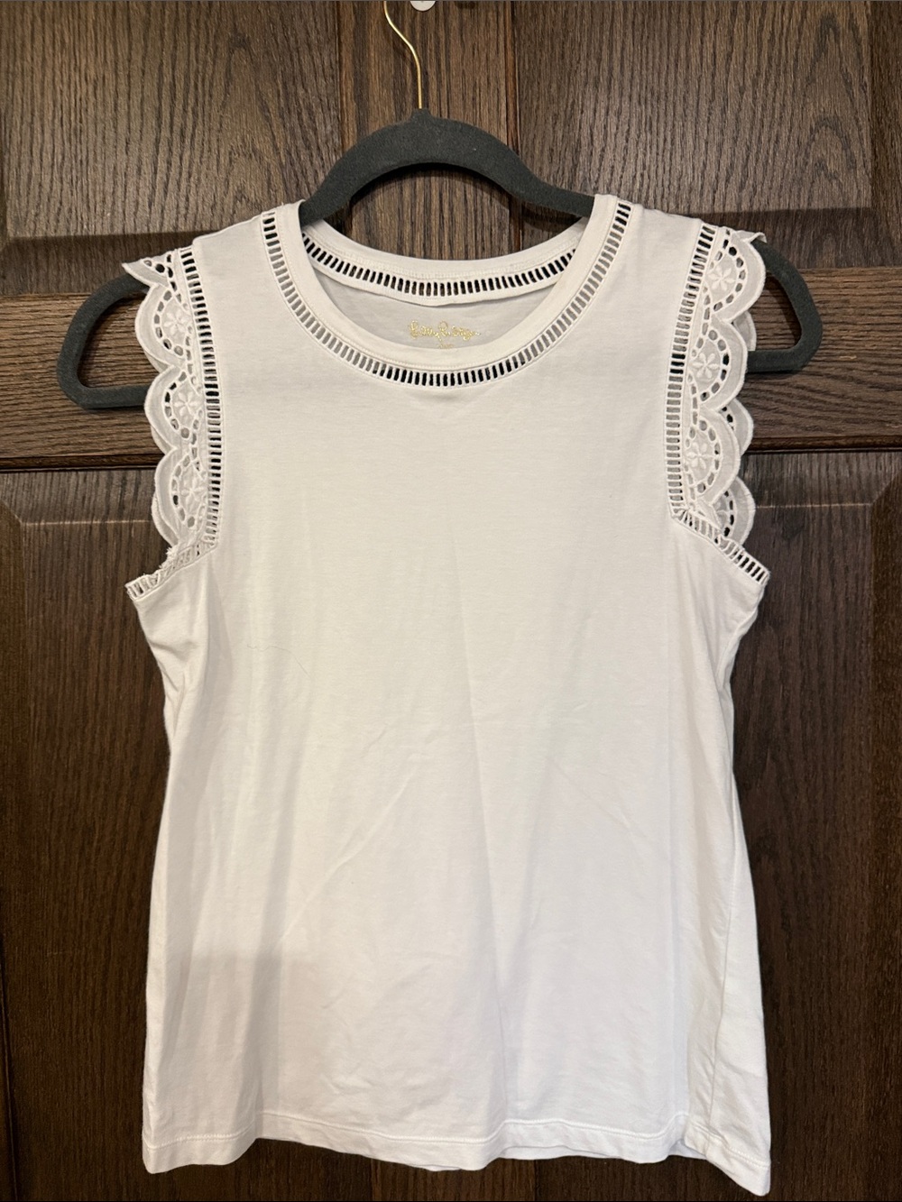 Lilly Pulitzer Women's White Lace Trim Sleeveless T-Shirt Top XS